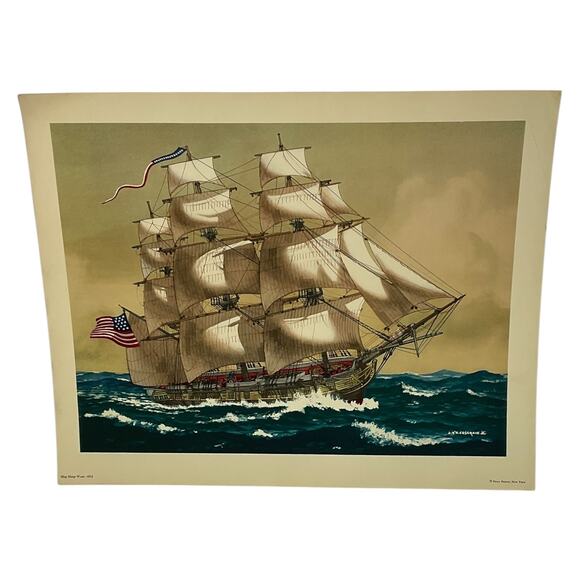 Ship Sloop Wasp 1812 Maritime Art Print by Cosgrave Penn Prints NY - Picture 1 of 6